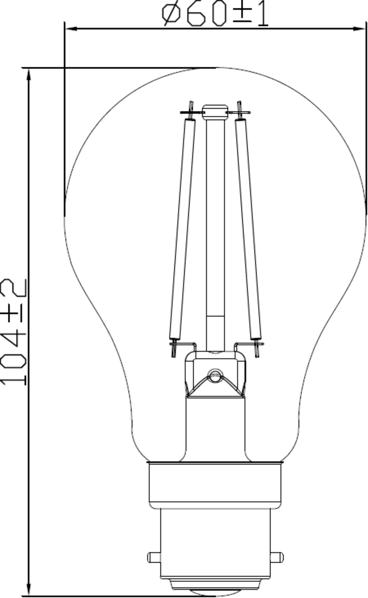 Clear GLS Filament Lamp 8W B22 LED