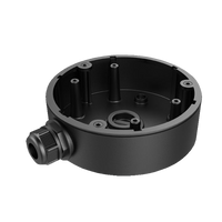 HikVision: DS-1280ZJ-DM46, Junction Box, Black, Aluminum Alloy, 120mm Diameter, Indoor/Outdoor Compatible